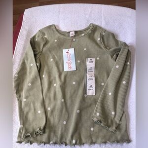 Cat & Jack Olive Long Sleeve with White Dots
